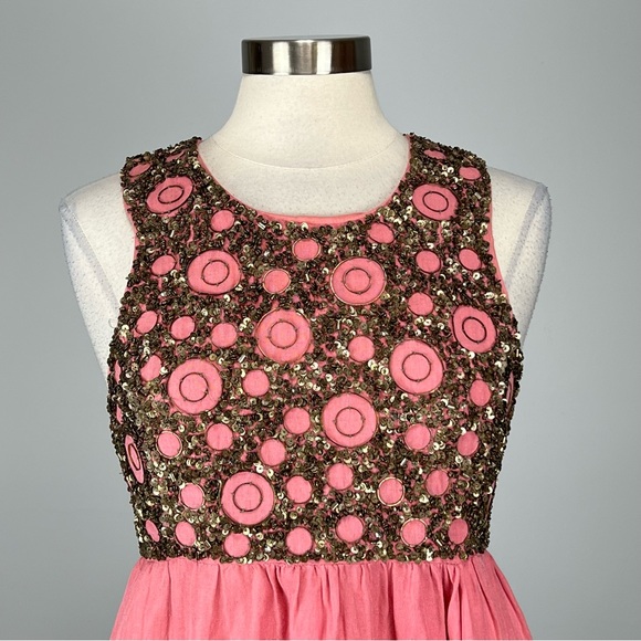 Roberta Freymann Womens Sleeveless Dress Rose Pink Metallic Sequin size Medium - Picture 2 of 12